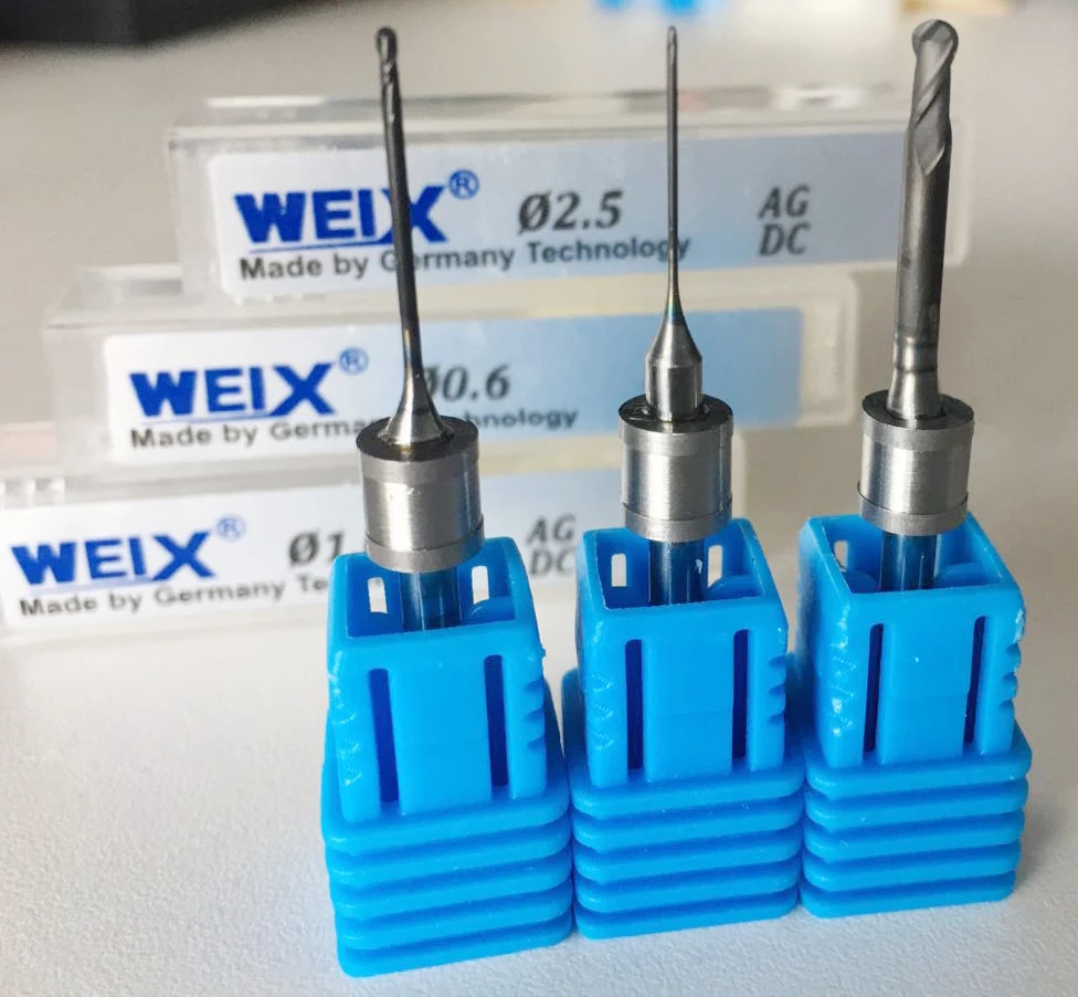 Weix sharpening carbide CNC machine carbide drill bits cad cam zirconia blocks dental cerec burs DLC surgical instrument for AG