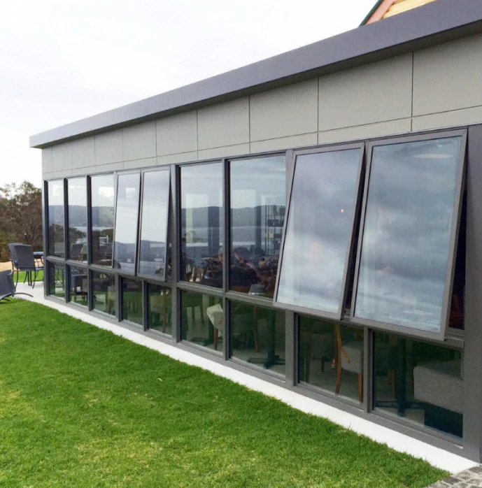 Grey color anti noise double glazed casement aluminium windows