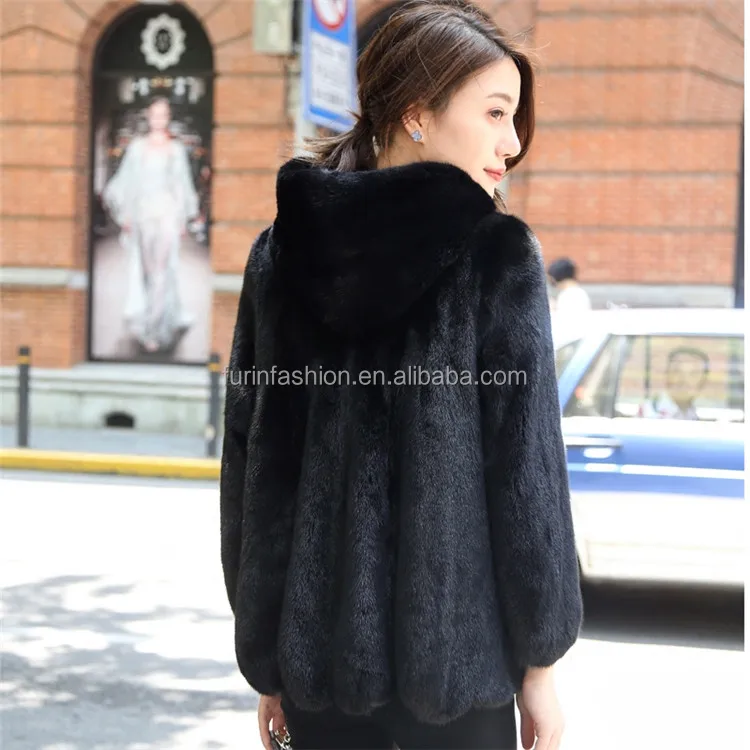
2021 Winter Istanbul Real Black Mink Fur Coat Short Fur Coat for Women 
