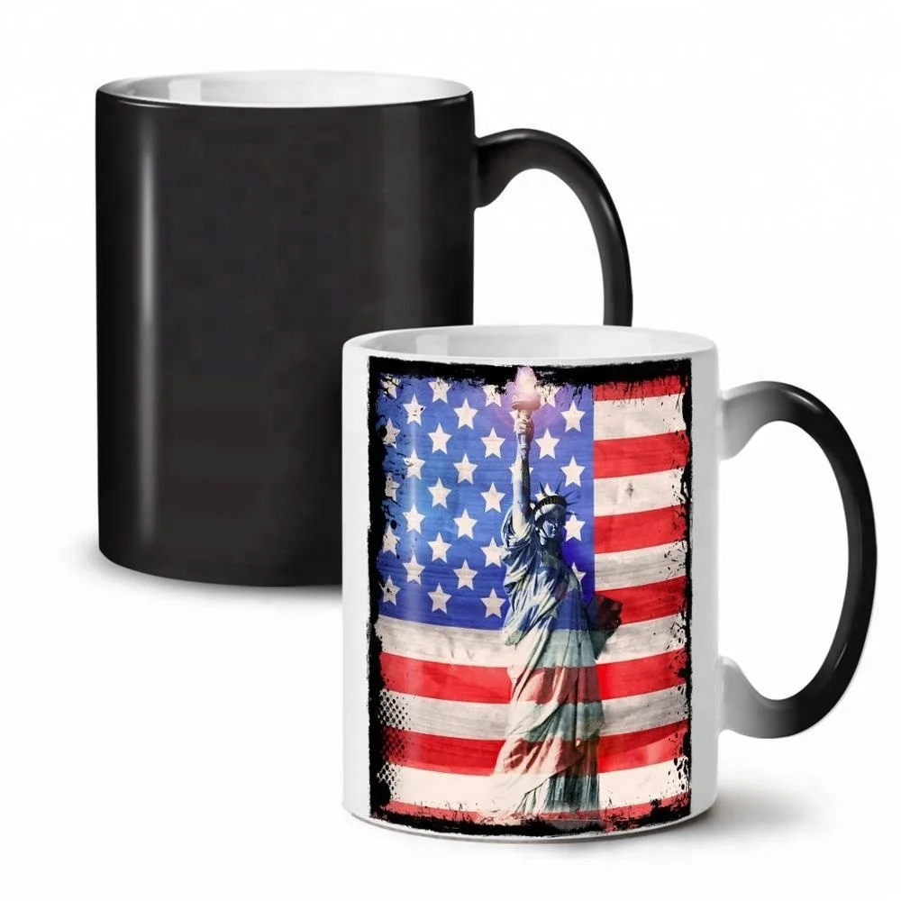 Customized magic mug hot water photo changing cups with handle