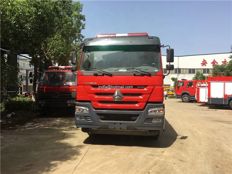 Instructions of HOWO 340hp back two-bridge 8 tons water foam firefighter truck