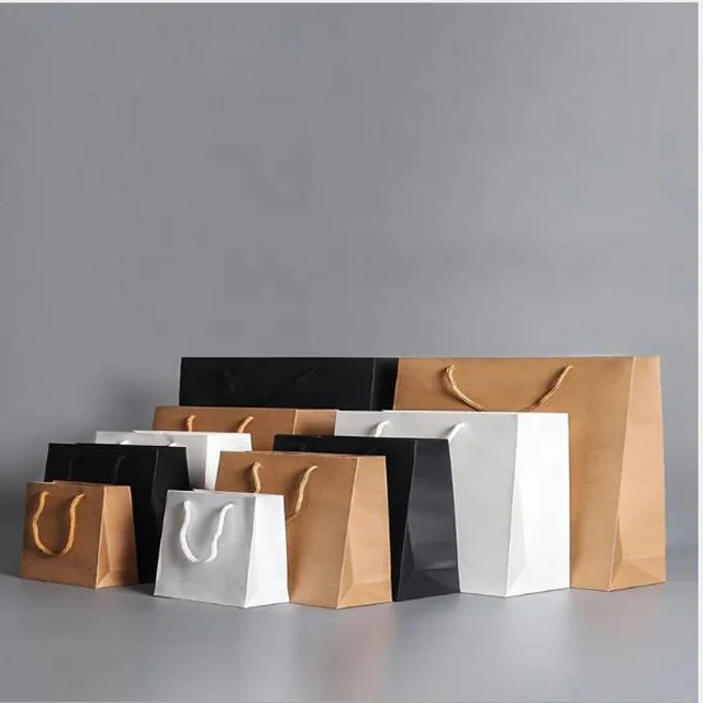 Wholesale Custom Logo Printed Grocery Packaging Craft Brown Kraft Paper Shopping Bag with Handle