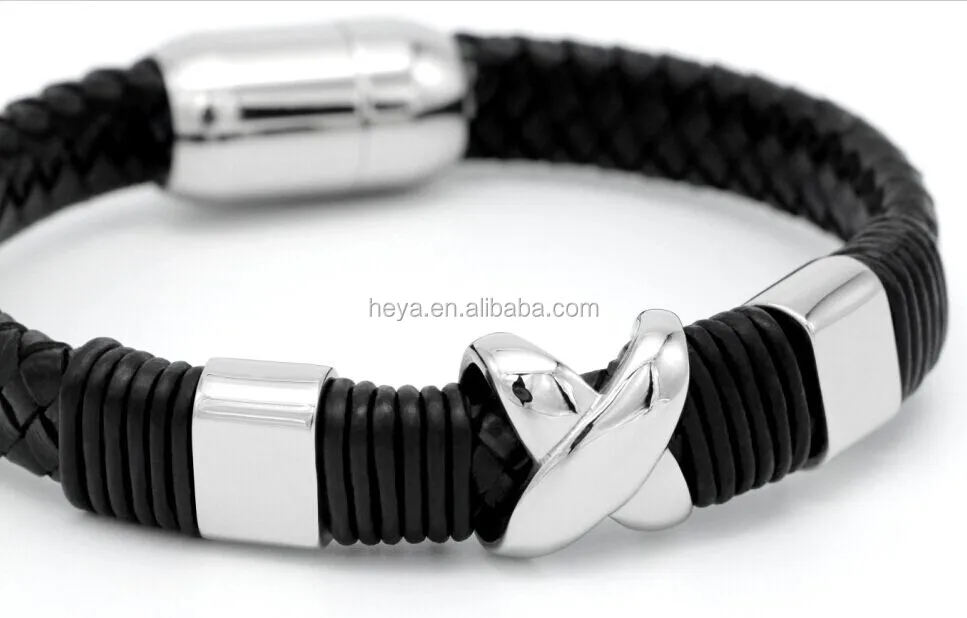 
magnetic leather rope bracelet for men and women wrap leather bracelet wholesale 