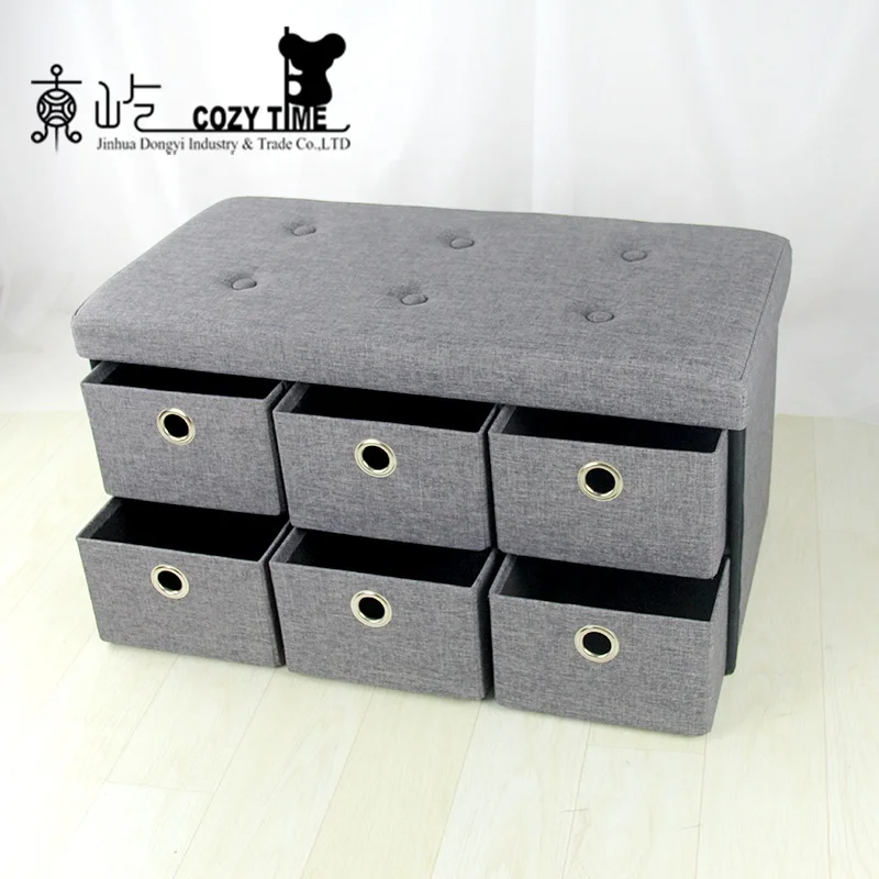 Dongyi Living Room Furniture Collapsible Storage Ottoman Bench With Six Drawers