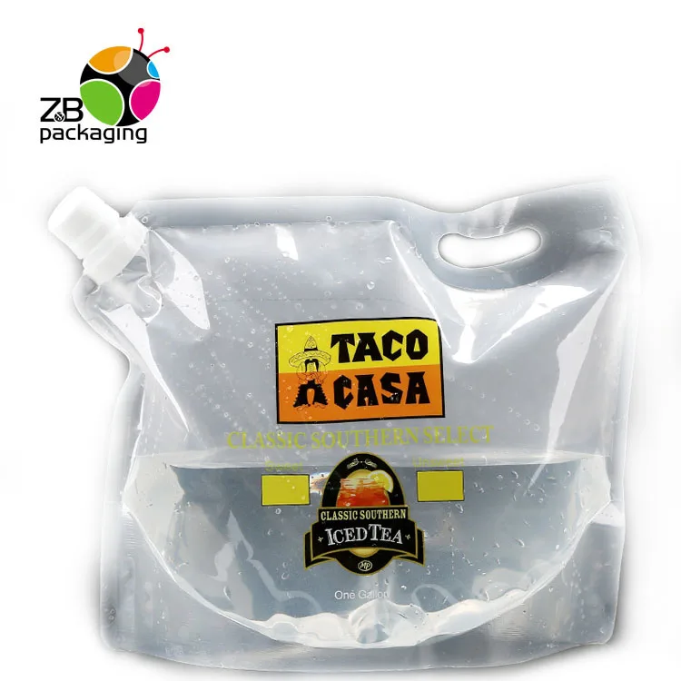 5L 10 L Food Grade liquid stand up pouch with spout Outdoor Storage Plastic Water Bag With Portable Handle