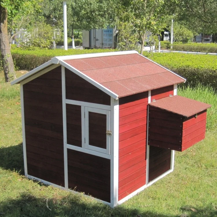 Easy clean waterproof wooden chicken coop with nesting box