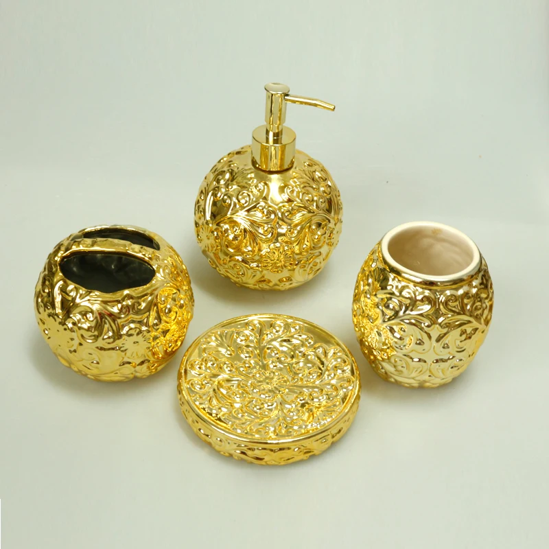 
Wholesale Eco-Fridengly Gold Ceramic Bathroom Accessories 