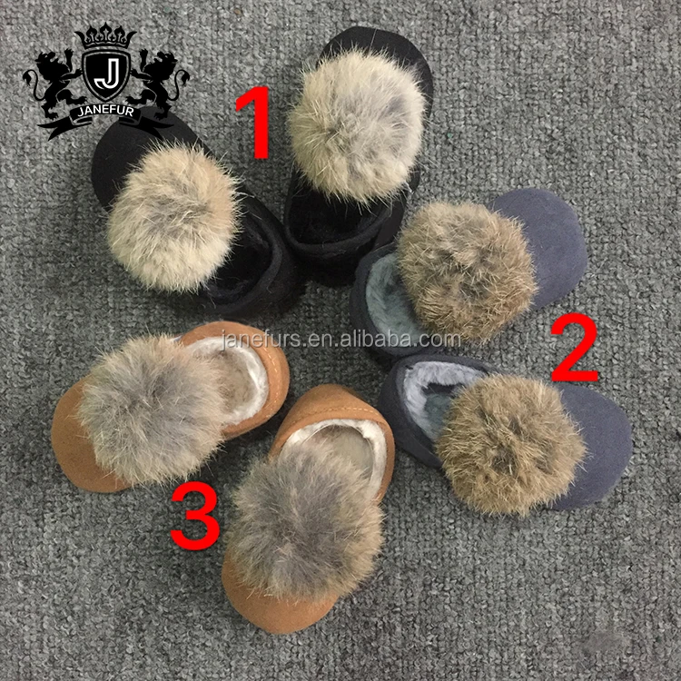 
Hotsale baby rabbit fur ball suede fabric keep warm baby shoes 2017  (60752389940)