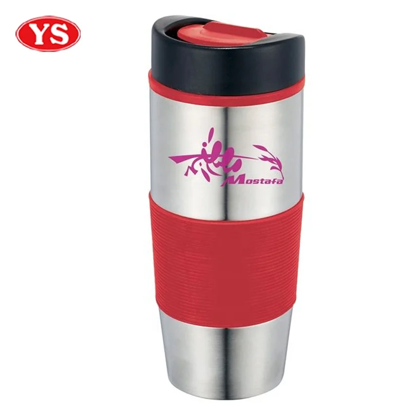 Custom 16 Ounce Insulated Color Grip Coffee Mug with Slider Lid