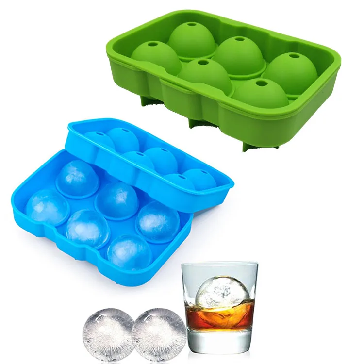 Оптовая продажа 6 ячеек силиконовая форма для изготовления шариков льда не содержит Бисфенол А