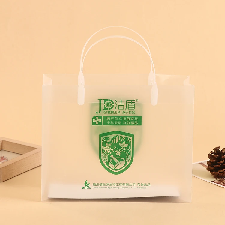 
Promotional customised hard clear PP foldable shopping bags with logo and plastic handles 