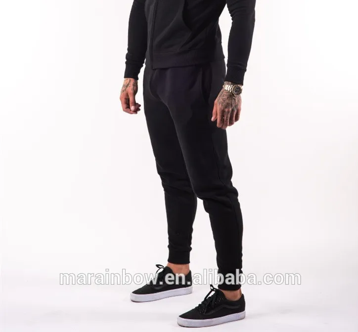 hot sale winter GK tracksuit black 70% cotton 30% polyester zipped hoodie with fleece lining mens tracksuit men jogger pants