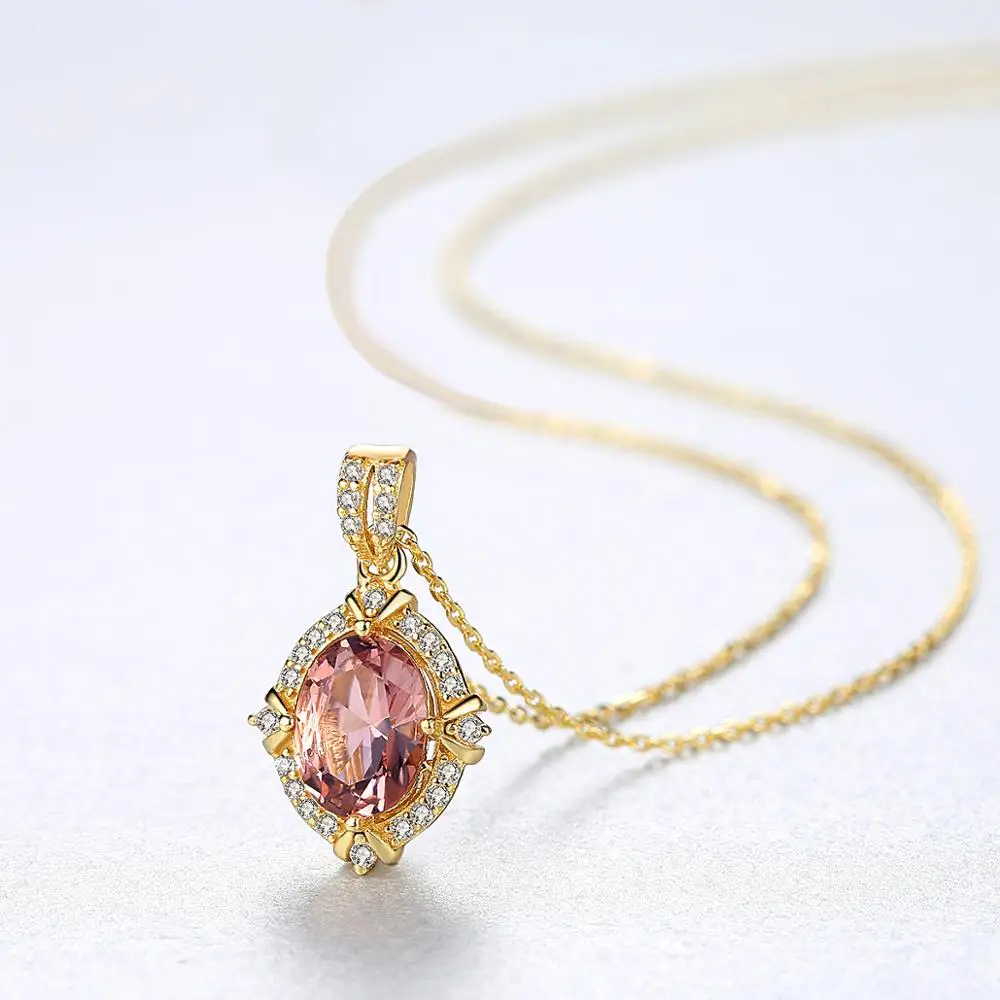 CZCITY Fashion New Brown Cut Smoke Topaz S925 Sterling Silver Women Gemstone Stones Necklace