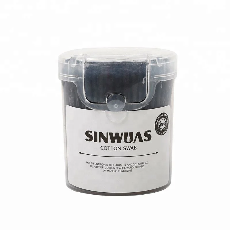 Black OEM design double head innoxious cosmetic plastic stick cotton swabs