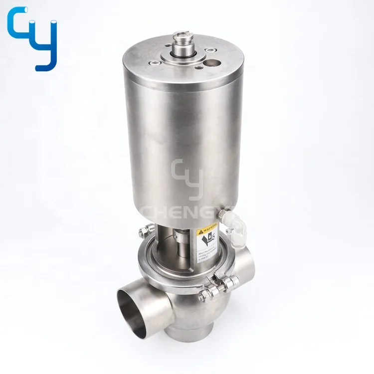 Sanitary stainless steel 316L 304 T type pneumatic divert seat reversing valve