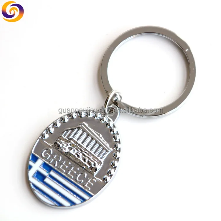 Greece tourism souvenir flag oval zinc alloy metal key chain