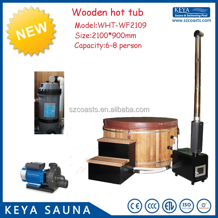 Outdoor Canada red cedar wood fired hot tub for 2 person