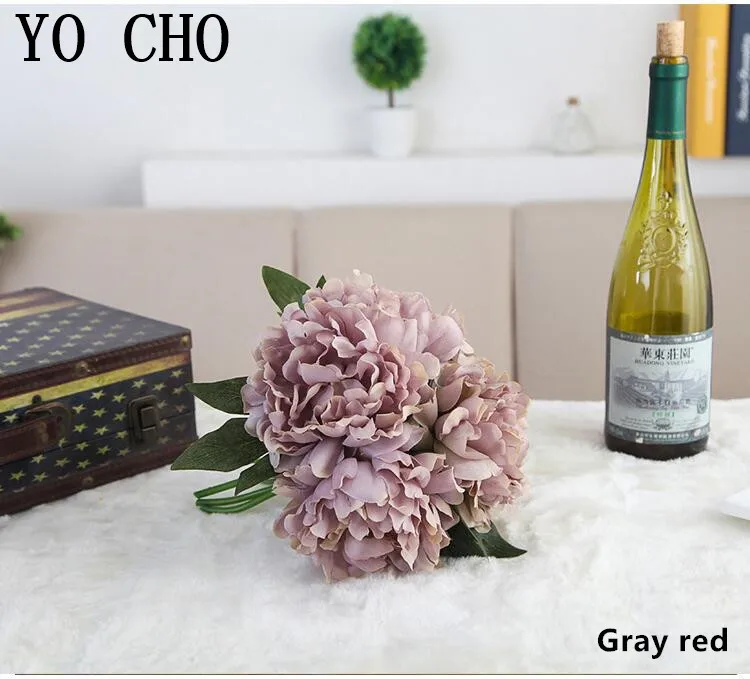 YO CHO wholesale artificial flower wedding home table centerpieces decor decorative real touch artificial silk peony flower