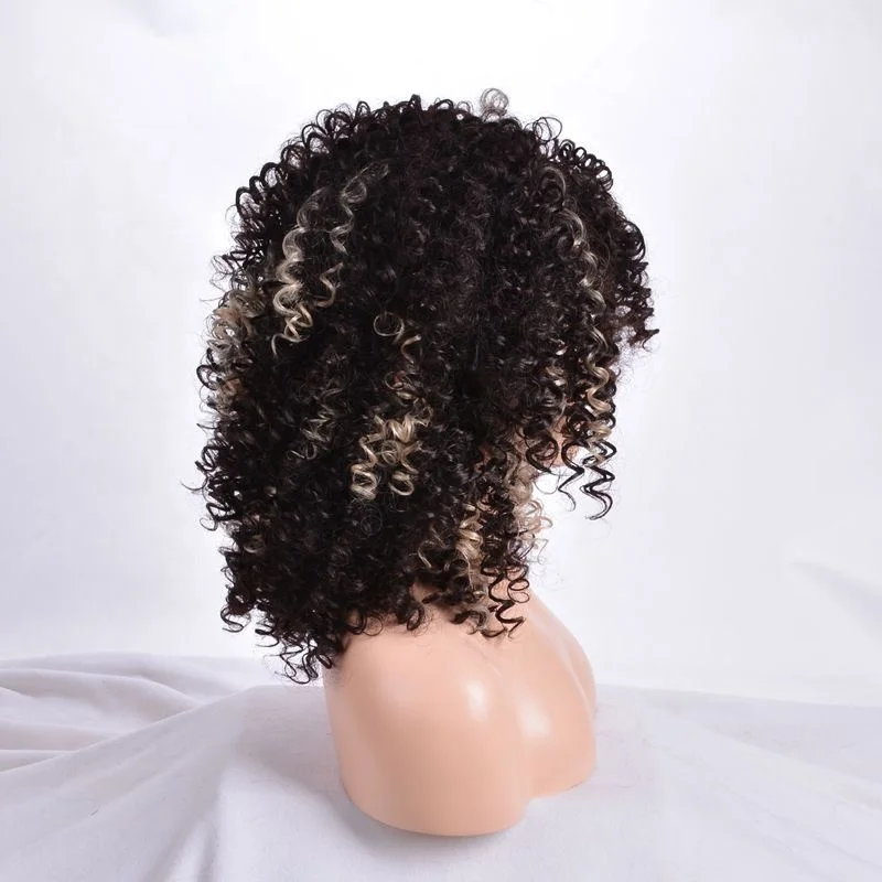 Aishili cheap Synthetic long Kinky Curly afro  hair synthetic hair Wig For Black Women Heat Resistant Hair Wig