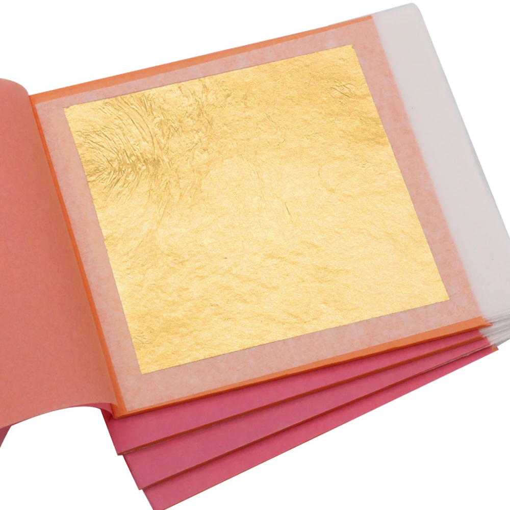 8 x 8 cm Genuine Edible 24K Transfer Gold Leaf Foil Booklet for Cake Baking Food Decoration Gold Paper