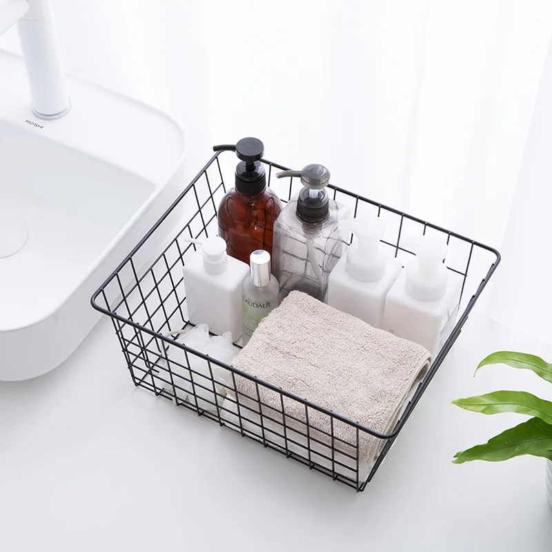 Wire Storage Fruit Baskets Fabric Storage Box Blueable Rope Handle Rectangular Metal or Whitewomen Modern Black 500 Pcs Sundries