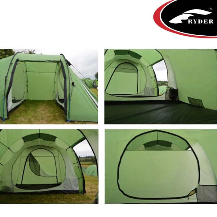 Classic Waterproof Fireproof 4 Season Double Wall 3-4 Person Motor Cycling Tunnel Tents Camping Family with Large Porch Area