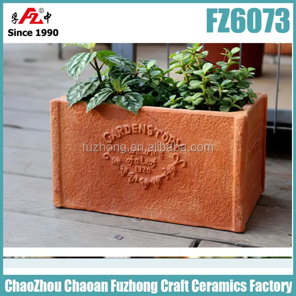 Clay garden square planter Outdoor Clay  Plant Pots