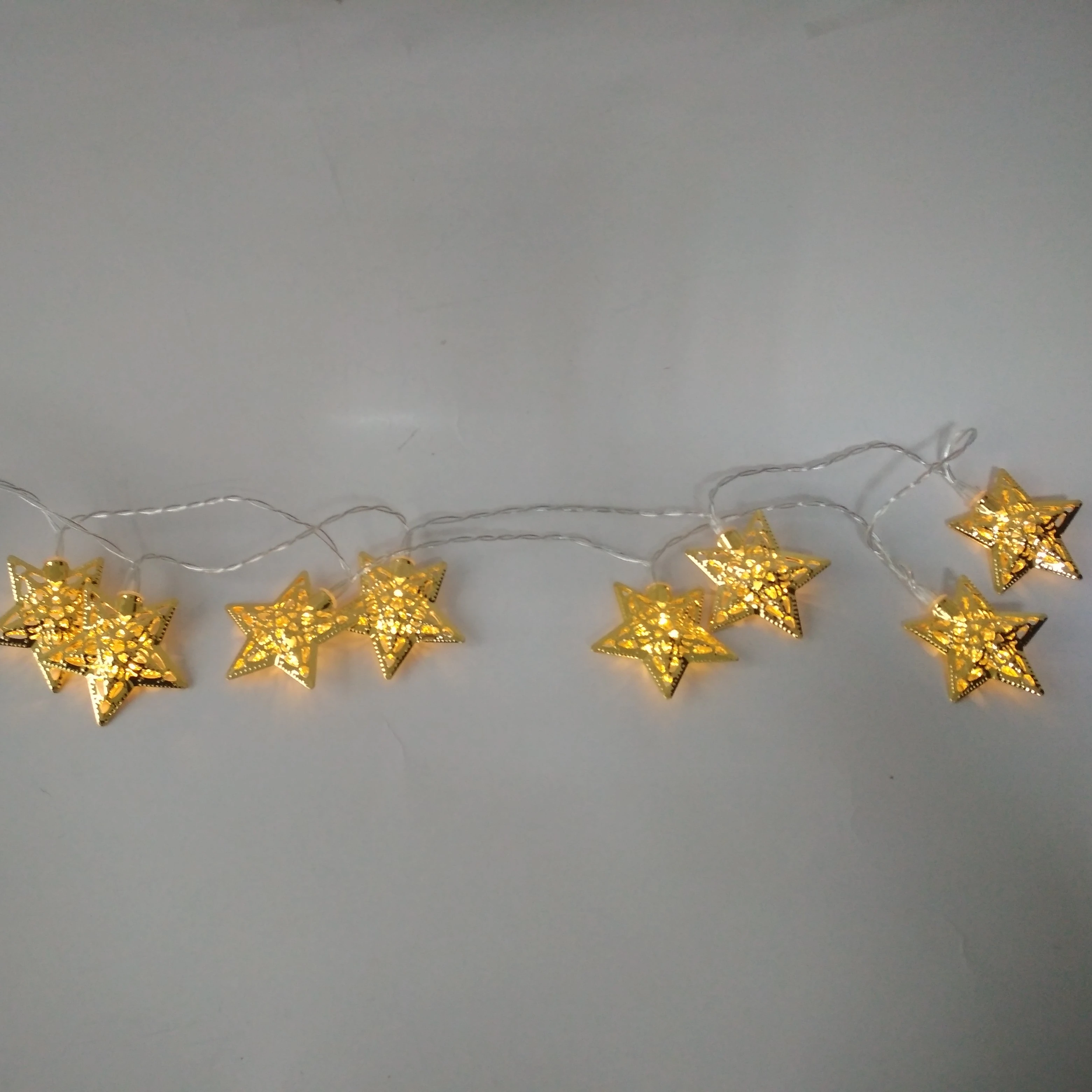 2019 Novelty Led Metal Gold Star Lights Battery String Christmas Party Holiday Decoration Light Star Shaped Led String Light