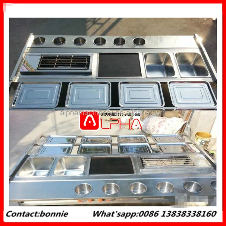 Hot Saling itemCommercial food truck mobile fryer food trolley cart for pasta cooker