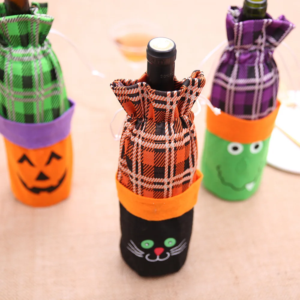 Чехол для винной бутылки на Хэллоуин с Тыквой и ведьмой