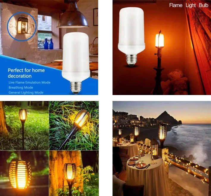 Garden Decorative 5W Fire Light 12V Solar Led Flickering Silk Candle Flame Effect Led Flame Bulb Light