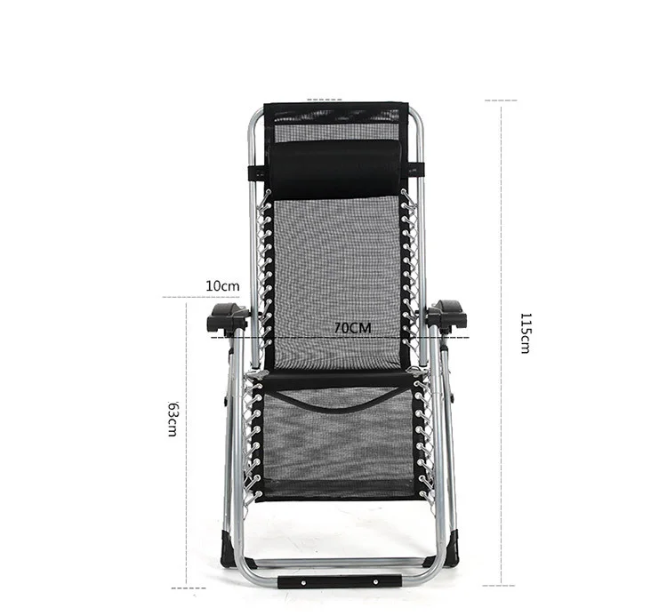 Zero Gravity reclining folding beach sun lounger  Chairs with pillow and cup holder tray