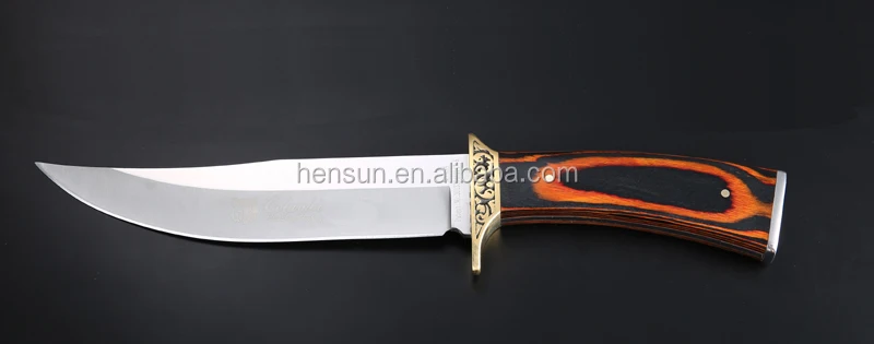 new style outdoor Combat Black orange pakka dymond wood brass guard satin Fixed Blade knife knives