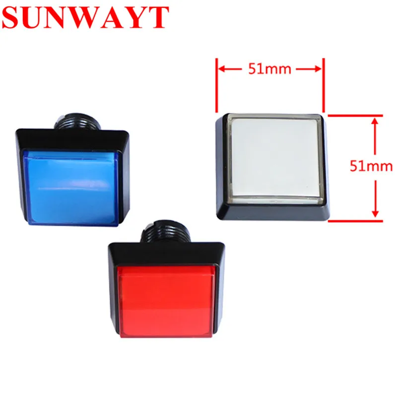 51*51mm 12V Big Square Illuminated Push Button reset Switch Arcade game machine led touch push button switches