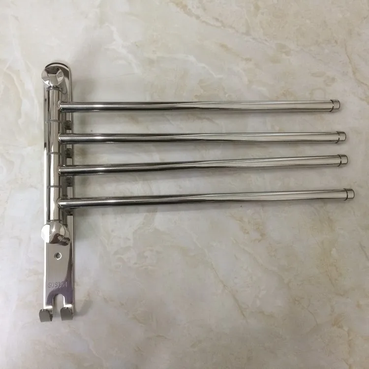 
304 Stainless Steel Bathroom 4 Rods Rotating Towel Rack 