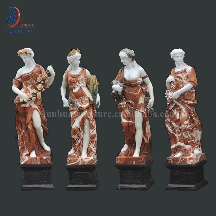 Custom Italian Colored Marble Statues Set 4 Season Sculptures