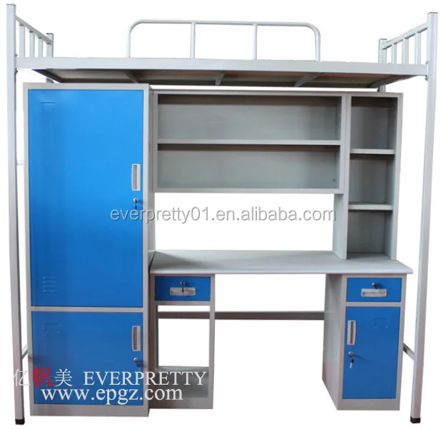Dormitory Furniture Loft Bunk Bed with Desk For Sale