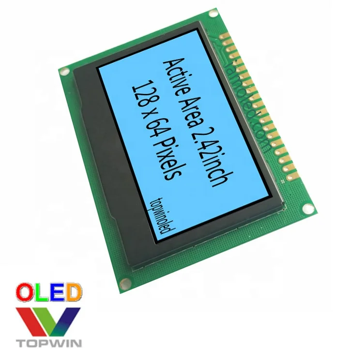 2.4' 2.42inch 2.42 inch 128x64 pixels green color oled module with PCB board TW28641240A05 ssd1309 driving IC multi Interface
