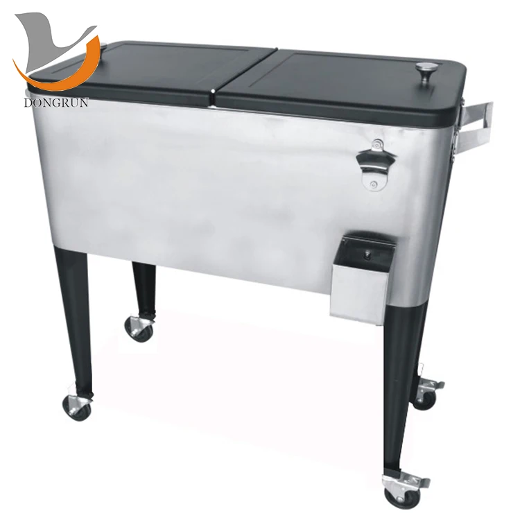 60QT Cart Patio Cooler rolling patio beer ice cooler cart