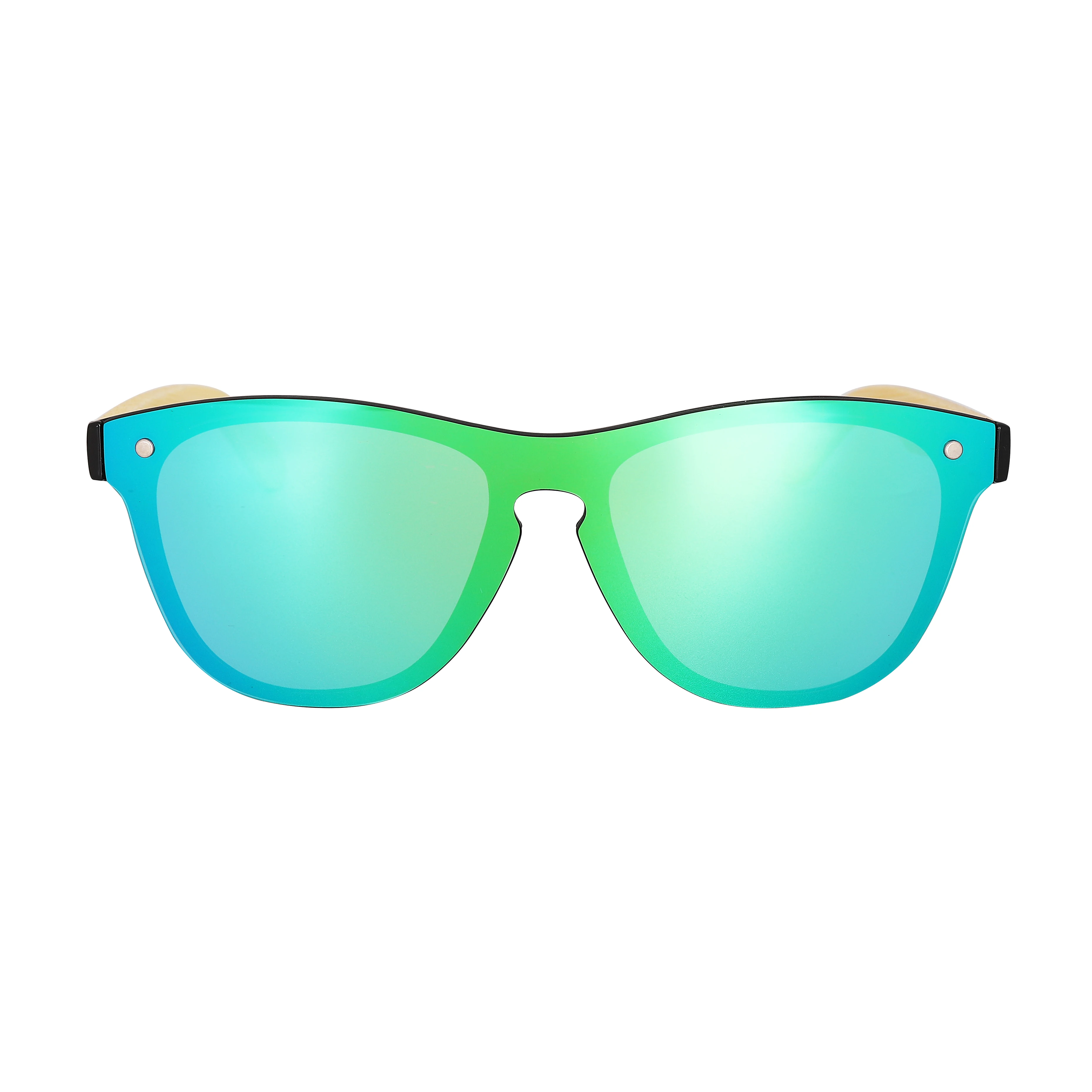 one piece lens wooden  sunglasses PC frame wood bamboo temples sun glasses