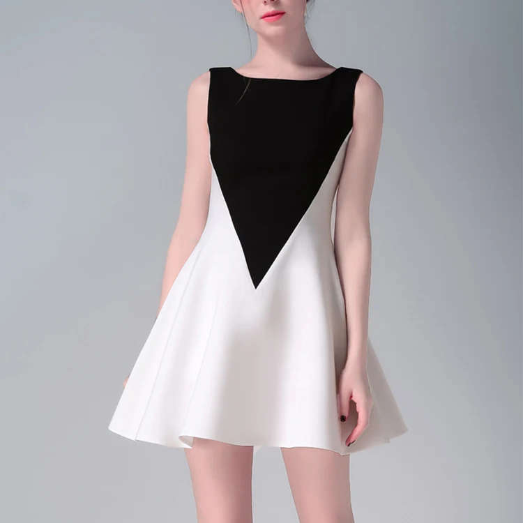 Style Clothes Women Black Sleeveless with Contrast Dress Europe Casual Dresses Plus Size LOOSE Polyester / Cotton Plain Dyed