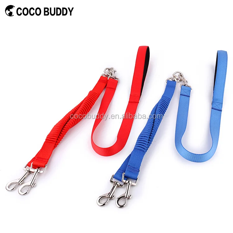 Neoprene Padded Handle Dual Coupler Bungee Dog Leash