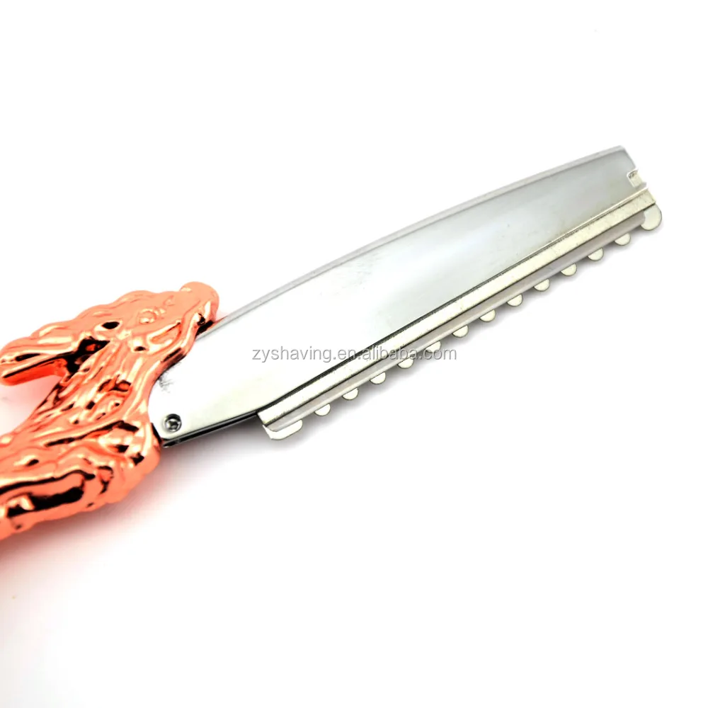 NEW Rose Gold Dragon HairCutting Razor Hairdressing Barber Stylist +10x Blades