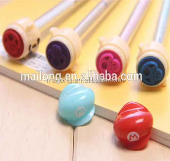 
South Korea Mario gel ink pen with stamp on pot & cap seal Super Mary multi-functional neutral for school PN3058 