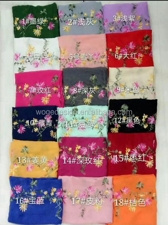 2017 Top sale yiwu unique Turkey vintage decorative accessories tippet stole headwraps lady blossom embroidery new viscose scarf