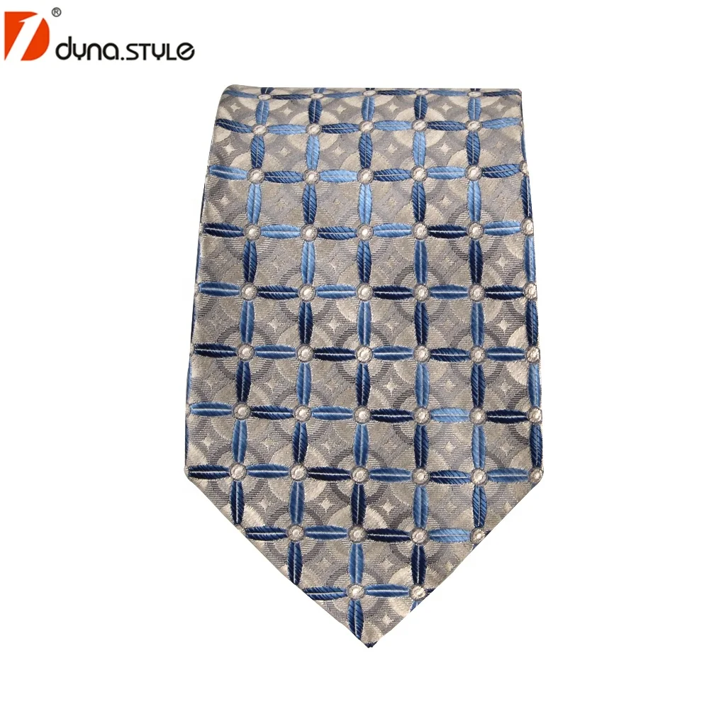 Классический стиль серый белый точечный узор 100% натуральный шелк на заказ тканый галстук