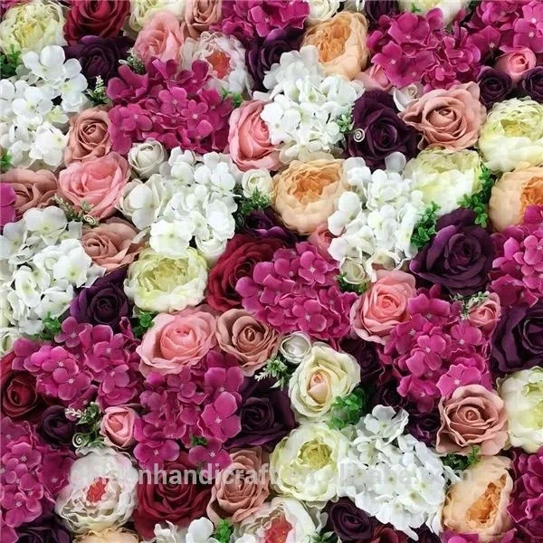 Customized Artificial Silk Wedding Roll Up Flower Wall Rose Backdrop