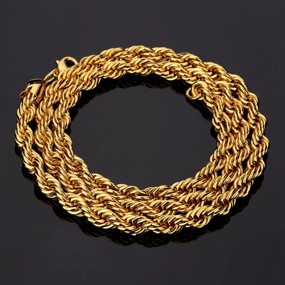 Super thick twist chain necklace bracelet sets, 18 k gold plating, hip hop jewelry for men and women YSS1011