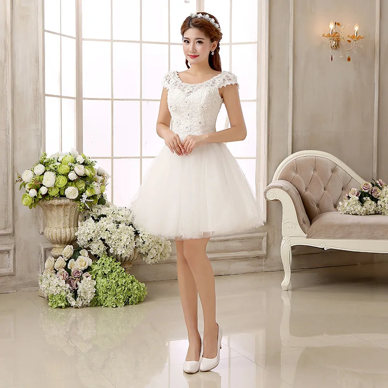 New Arrival Elegant Ivory Short Wedding Dresses Brides Sexy Lace Wedding Dress Bridal Gown