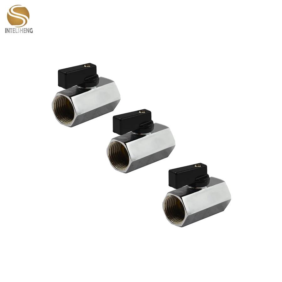 Yuhuan hot sale female-male Black Handle 1/4 inch-1inch brass nickel plated  mini ball valve